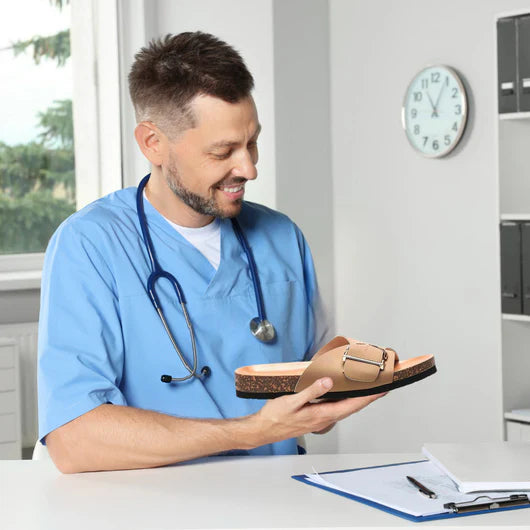 OrthoMia - Pain-relieving cork sandals with buckle belt design for women