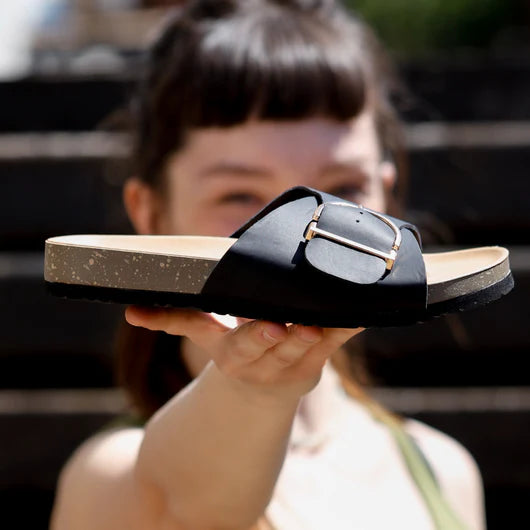 OrthoMia - Pain-relieving cork sandals with buckle belt design for women