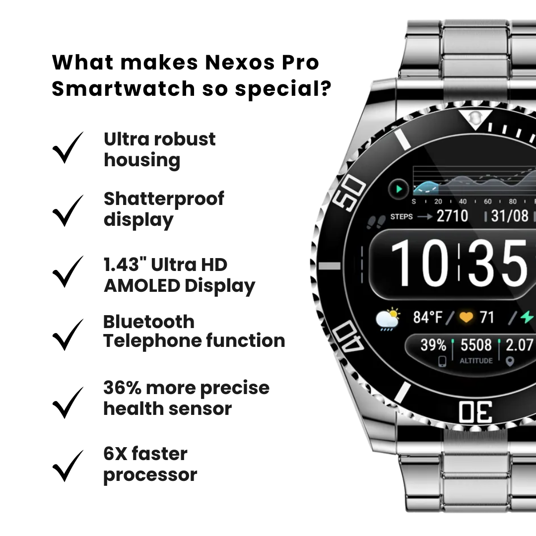 Nexos Pro Smartwatch - Indestructible Military Health Clock (2025)