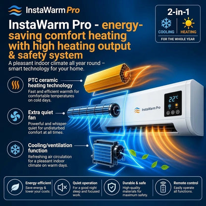 InstaWarm Pro – energy-saving portable comfort heater with high heating output & safety system | No installation required, up to 51 m²